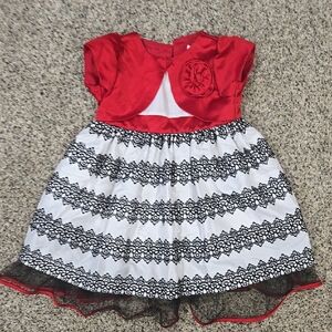 Red and White Lace Toddler Dress